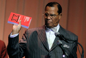 Minister Louis Farrakhan displays the book “The Secret Relationship ...