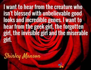 want to hear from the creature who isn't blessed with unbelievable ...