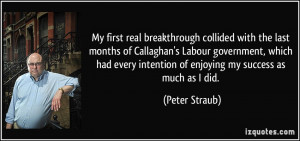 My first real breakthrough collided with the last months of Callaghan ...