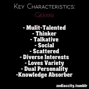 True characteristics of a Gemini