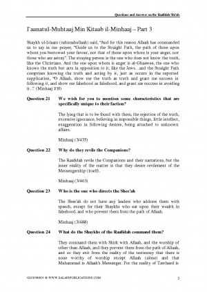 REFERENCE: The Raafidah (Shi`ah) Questions and Answers On the Raafidah ...