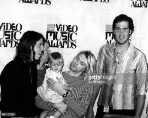 Photo of Krist NOVOSELIC and Frances Bean COBAIN and Kurt COBAIN and ...