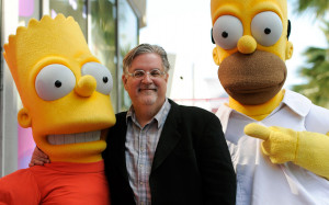 Matt Groening, creator of The Simpsons with Bart and Homer Simpson ...