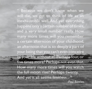 Brandon Lee quoted a passage from Paul Bowles' book The Sheltering Sky ...