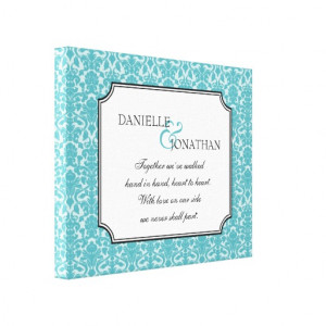 Blue damask wedding quote personalized canvas art canvas prints