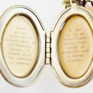 Shakespeare Quote Locket - Sonnet 116 - Love is not love which alters ...