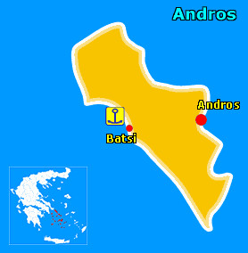 Map of Andros Greece, a general tourist guide with notable ... HD ...