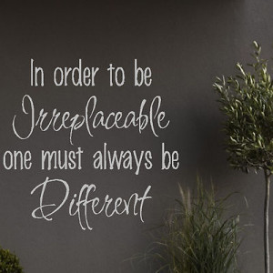 Irreplaceable Different Inspiration Quote Wall Sticker Art Decoration ...