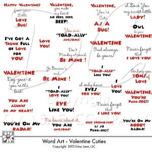 Valentine Sayings for Monkey Valentine, Lady Bug Love Valentine, Robot ...