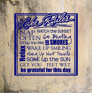 Lake Rules.....Lake Wall Quotes Words Removable Lake Wall Decals ...
