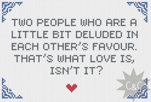 ... Mitchell and Webb Look love quote cross stitch sampler PDF pattern