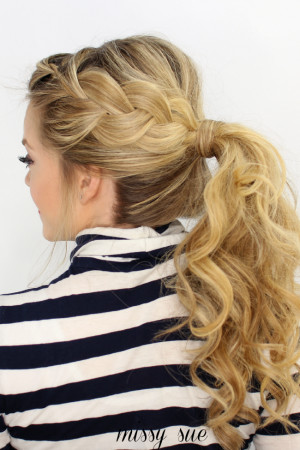 french braid ponytail left png