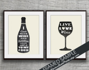 Funny Quote Wine Bottle and Wine Gl ass - Set of 2 - Art Prints ...