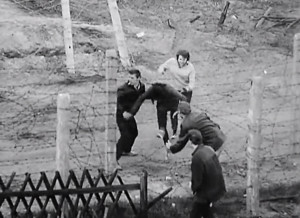Berlin in the 1960s - an escape attempt (screenshot from The Wall)