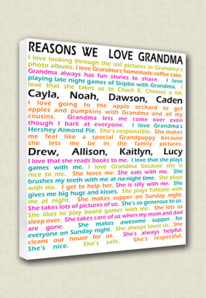 Gift from Child REASONS We love grandma by GeezeesCustomCanvas
