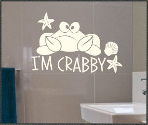Vinyl Wall Quote for bathroom Crabby Crab Decal