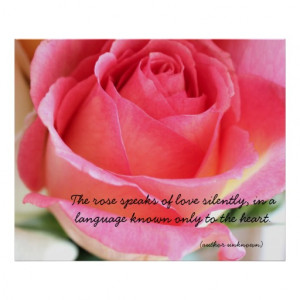 Pink Rosebud 2 Love Quote Poster