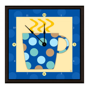 Green Leaf Art A29-YS0512 Blue Coffee Cup Art Clock