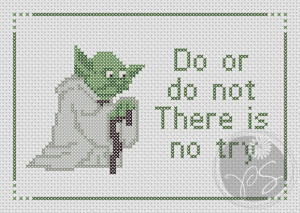 10) Name: 'Embroidery : Yoda Star Wars - There Is No Try quote