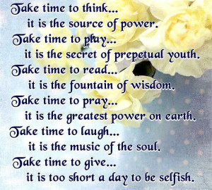 Take time...