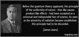Before the quantum theory appeared, the principle of the uniformity of ...
