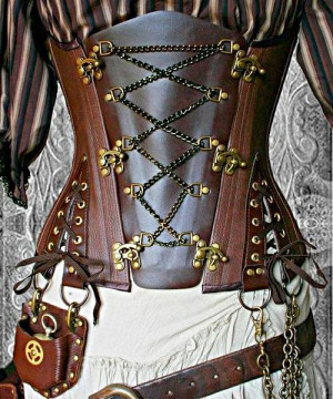 Steampunk leather corset, I like the D-rings for stuff to hang off of