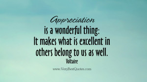Appreciation is a wonderful thing: It makes what is excellent in