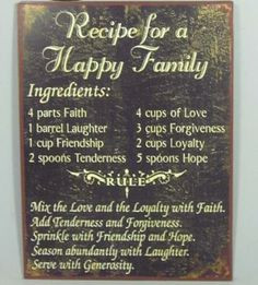 Recipe for a happy family happi famili