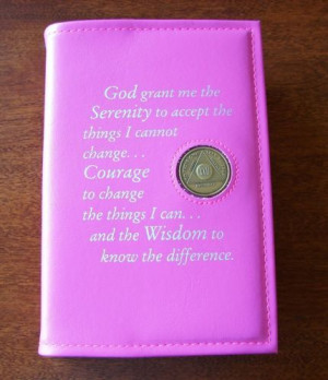 Alcoholics Anonymous AA Big Book Serenity Prayer Medallion Holder Pink ...