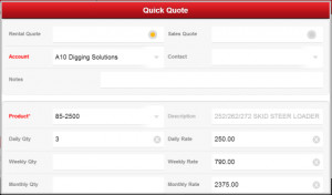 Choose ‘Rental Quote’ or ‘Sales Quote’. Search for a product ...