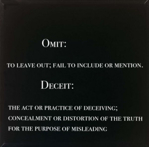 Lying by omission. When someone fails to mention something that you ...