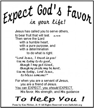 Always expect God’s favor in your life Poem
