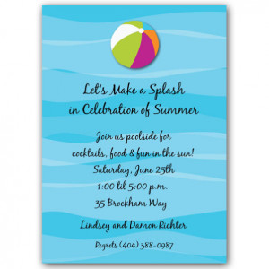 Floating Beach Ball Pool Party Invitations