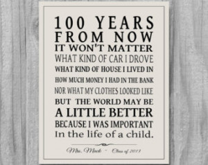 100 YEARS From NOW Personalized Tea chers Appreciation Gift ...