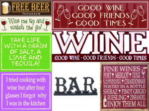 Wine and Spirits Wood Signs