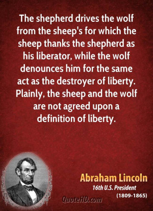 The shepherd drives the wolf from the sheep's for which the sheep ...
