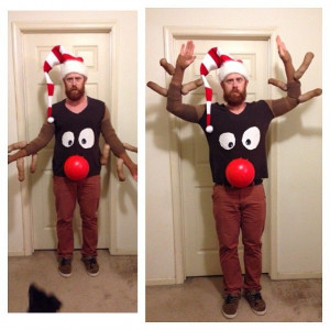Ugly Christmas sweater idea: Reindeer Sweater (must have that hat)