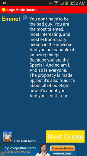 View bigger - Lego Movie Quotes for Android screenshot