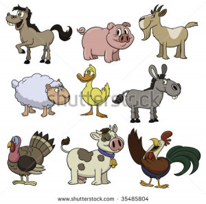 Cute cartoon farm animals. All in separate layers for easy editing ...