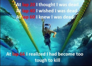 Swiming the mile. This was pretty much my thought process when we did ...