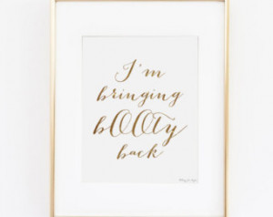 Booty Back Printable Art | Inspirational Typography | Girl Power Quote ...