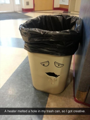 funny trash can
