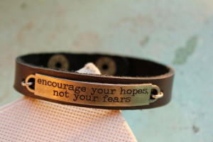Leather Cuff Bracelet, Quote 