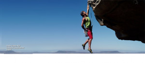 Motivational image of free climbing Facebook cover