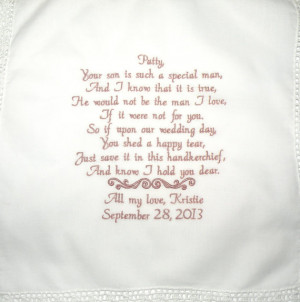 Personalized Hanky Poem Saying for Mother In Law of the Bride Groom ...