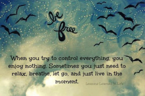When you try to control everything you enjoy nothing. Sometimes you ...