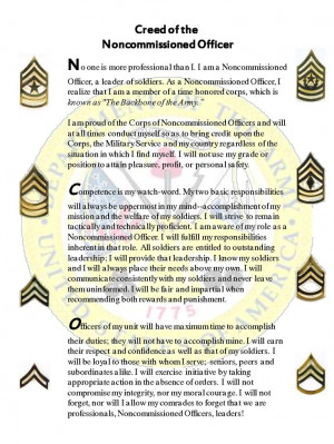 Creed of the Non Commissioned OfficerCommission Offices
