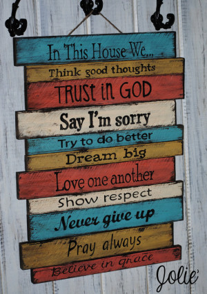 In This House wooden sign hand painted distressed