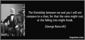... rains might rust, or the falling tree might break. - George Bancroft