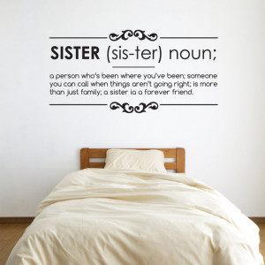 Sister Noun Bedroom Vinyl Decal Wall Sticker Quote 100x55